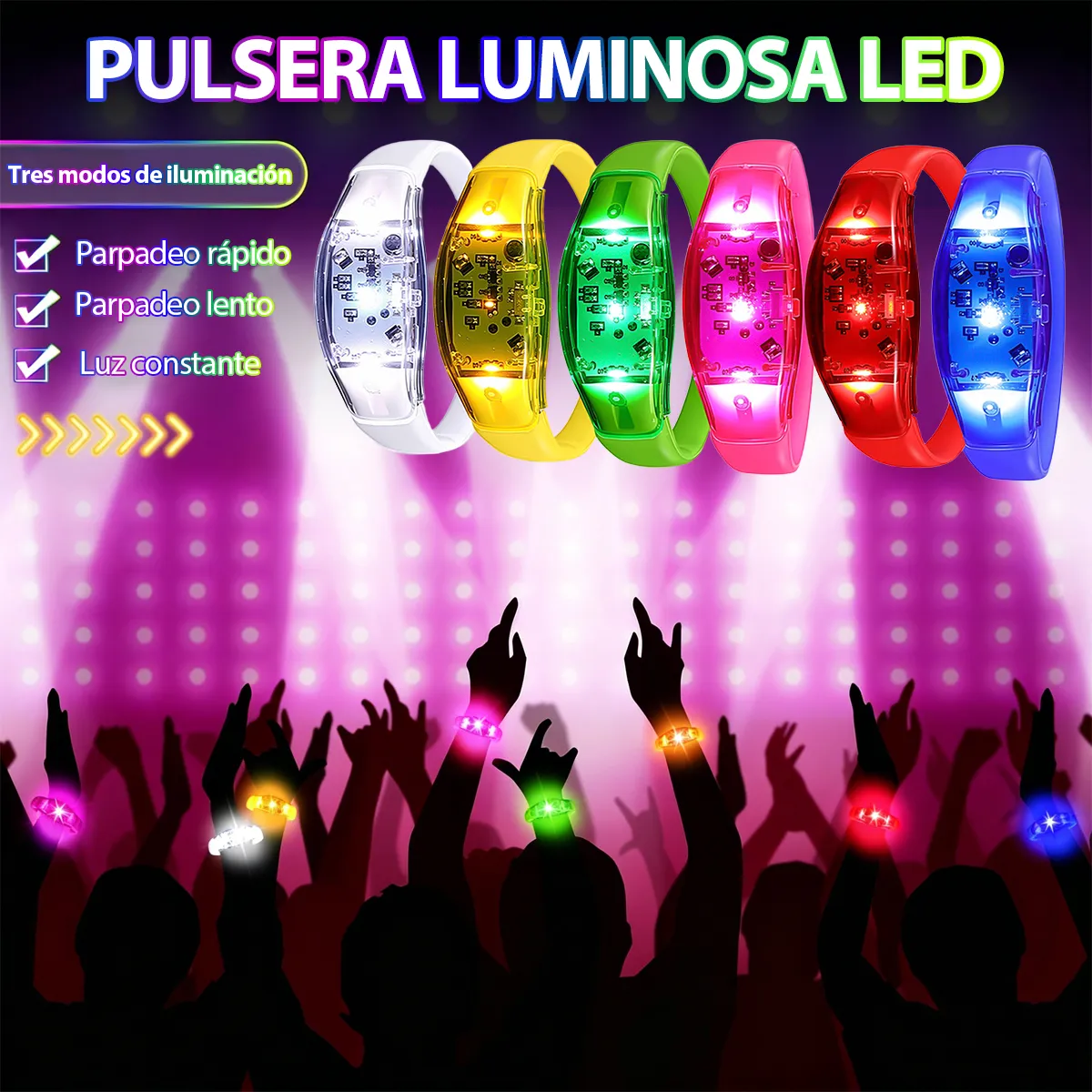 6 Pulseras LED Activadas por S - Audio Music Dj reseña y precio